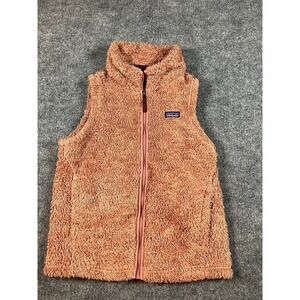 Patagonia Girl XL (14) Retro Pile Sherpa Fleece Vest Rust Zip-Up Warm Lined